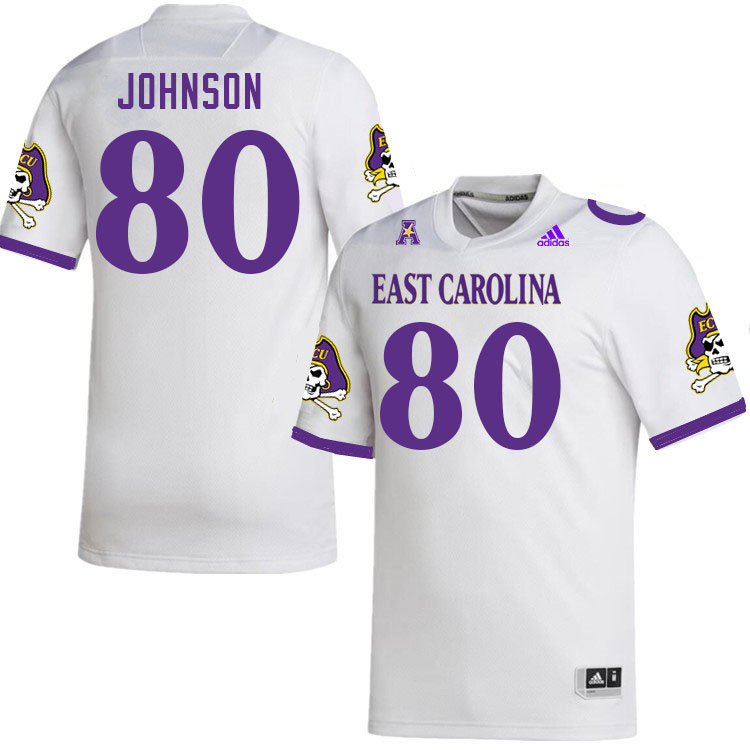 Men #80 Ty Johnson ECU Pirates College Football Jerseys Stitched-White